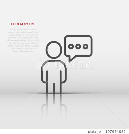 People with speech bubble icon in flat style. Chat vector illustration on white isolated background. Speaker dialog business concept. People with speech bubble icon in flat style. Chat vector illustration on white isolated background. Speaker dialog business concept. 107974082
