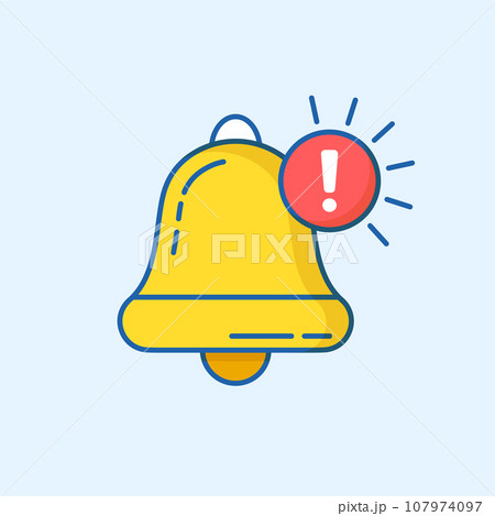 Notification bell icon in flat style. Incoming inbox message vector illustration on isolated background. Ringing bell sign business concept. Notification bell icon in flat style. Incoming inbox message vector illustration on isolated background. Ringing bell sign business concept. 107974097