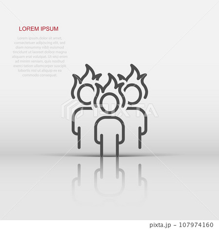 People with flame head icon in flat style. Stress expression vector illustration on white isolated background. Health problem business concept. People with flame head icon in flat style. Stress expression vector illustration on white isolated background. Health problem business concept. 107974160