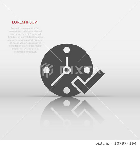 Clock check mark icon in flat style. Timer approval vector illustration on white isolated background. Confirm business concept. 107974194