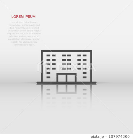Building icon in flat style. Town skyscraper apartment vector illustration on white isolated background. City tower business concept. 107974300