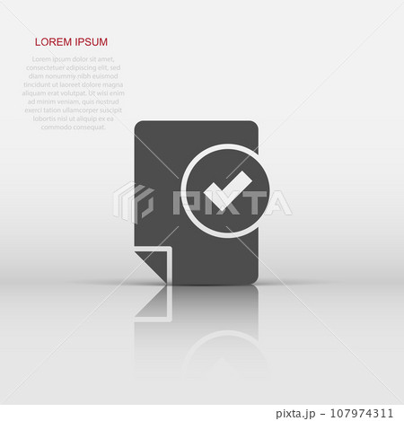 Document checklist icon in flat style. Report vector illustration on white isolated background. Paper sheet business concept. 107974311