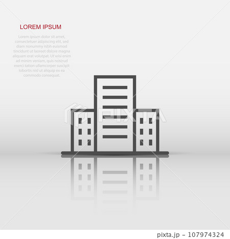 Building icon in flat style. Town skyscraper apartment vector illustration on white isolated background. City tower business concept. 107974324
