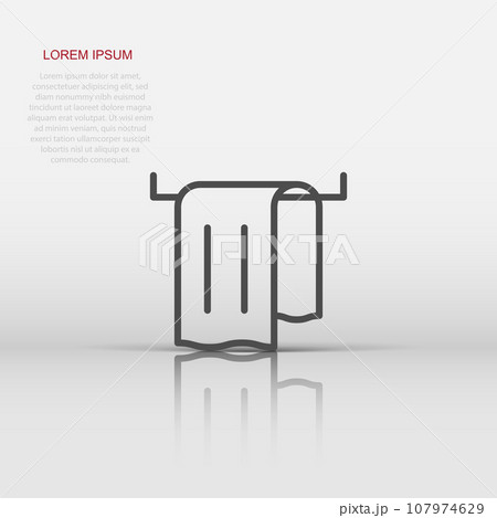 Bathroom towel icon in flat style. Washcloth vector illustration on white isolated background. Hygiene wiping business concept. Bathroom towel icon in flat style. Washcloth vector illustration on white isolated background. Hygiene wiping business concept. 107974629