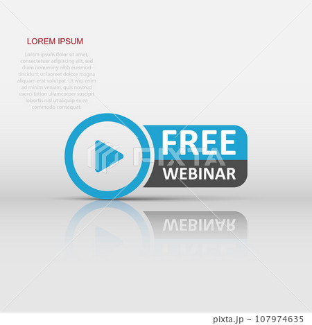Live webinar icon in flat style. Online training vector illustration on isolated background. Conference stream sign business concept. 107974635
