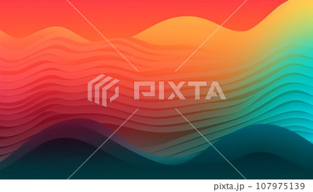 Simple minimalist retro color trendy background abstract colorful wallpaper and backdrop. Artistic digital art 3d rendering geometric line stripe bar element design material. wave. 107975139