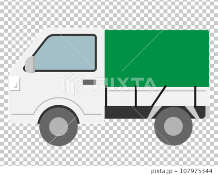 A light truck with a bed covered with a sheet A light truck with a bed covered with a sheet 107975344