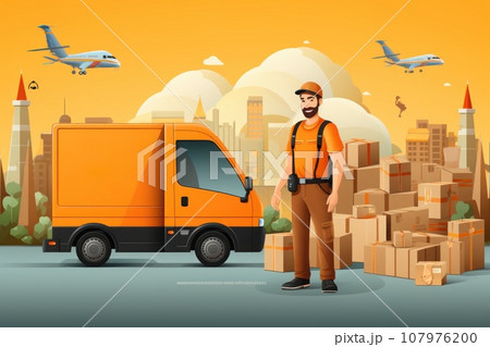 Banner for parcels delivery company. Generative AI 107976200