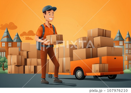 Banner for parcels delivery company. Generative AI 107976210