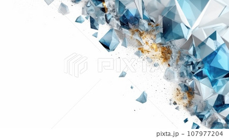 Abstract watercolor artwork mixed with buzzy geometric shapes 107977204