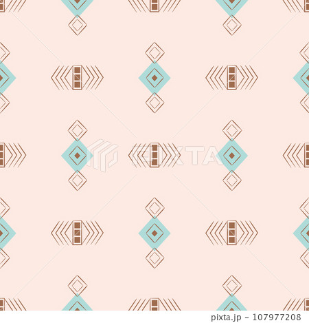 Ethnic ornamental seamless pattern. Simple native American tribal illustration. 107977208