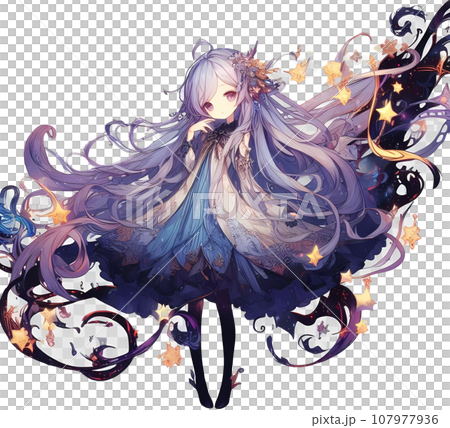 Magic girl background transparent person game illustration material 107977936
