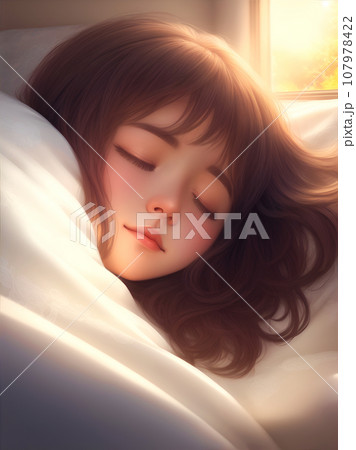 寝ている女性「AI生成画像」 107978422
