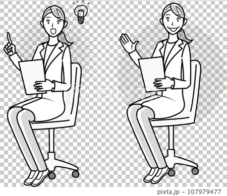 Illustration set of female doctor examining 107979477