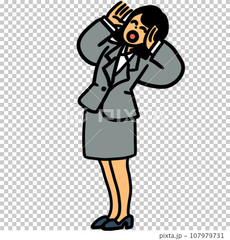 やまびこ　さけぶ　女性　女子　スーツ 107979731