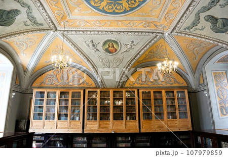 リトアニア、ヴィルニュス大学図書館の壁面 リトアニア、ヴィルニュス大学図書館の壁面 107979859