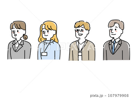 左側を向いているビジネスマンのイラストセット 107979908
