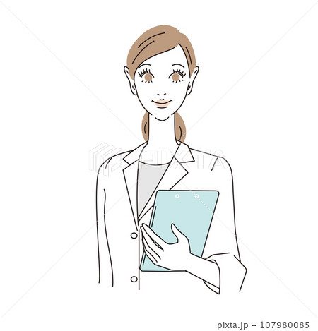 女性医師正面顔上半身 107980085
