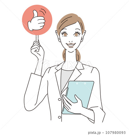 good札を出す女性医師上半身 good札を出す女性医師上半身 107980093