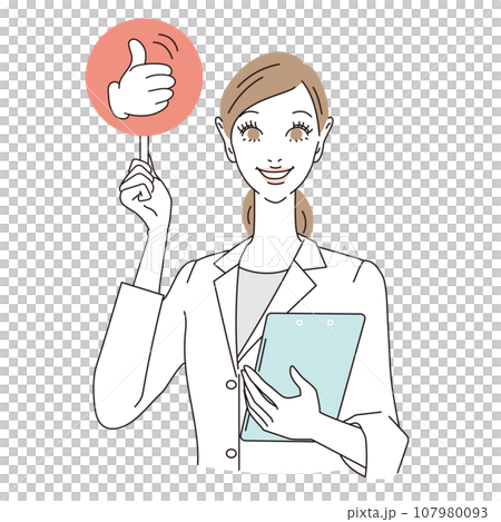 good札を出す女性医師上半身 good札を出す女性医師上半身 107980093