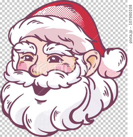 サンタクロース　あしらい　アイコン　飾り　人物　男性　顔　クリスマス　12月　シニア　イラスト素材 107980108