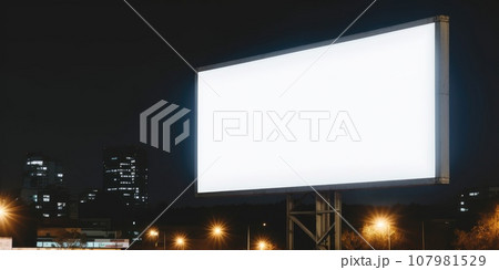 Blank white billboard signage, empty info banner, street banner. Mock up for advertisement. Generated by AI Blank white billboard signage, empty info banner, street banner. Mock up for advertisement. Generated by AI 107981529