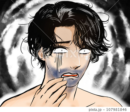青々とした青髭、首ひげがコンプレックスの男性が青ざめ絶望する漫画イラスト 青々とした青髭、首ひげがコンプレックスの男性が青ざめ絶望する漫画イラスト 107981846