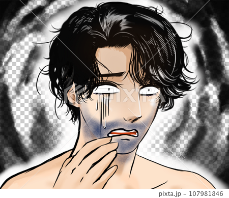 青々とした青髭、首ひげがコンプレックスの男性が青ざめ絶望する漫画イラスト 青々とした青髭、首ひげがコンプレックスの男性が青ざめ絶望する漫画イラスト 107981846