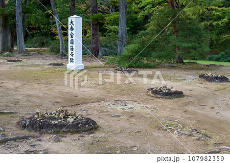 岩手県/毛越寺の金堂円隆寺跡の積み石【世界遺産】平泉町 岩手県/毛越寺の金堂円隆寺跡の積み石【世界遺産】平泉町 107982359