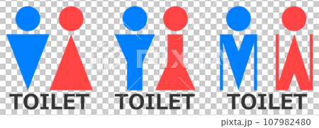 男子用トイレと女性用メイク室の案内を表示する看板のイラスト 107982480