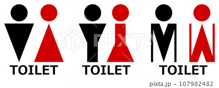 男子用トイレと女性用メイク室の案内を表示する看板のイラスト 107982482