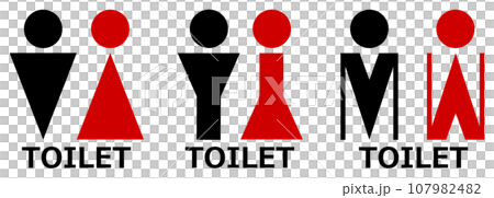 男子用トイレと女性用メイク室の案内を表示する看板のイラスト 107982482