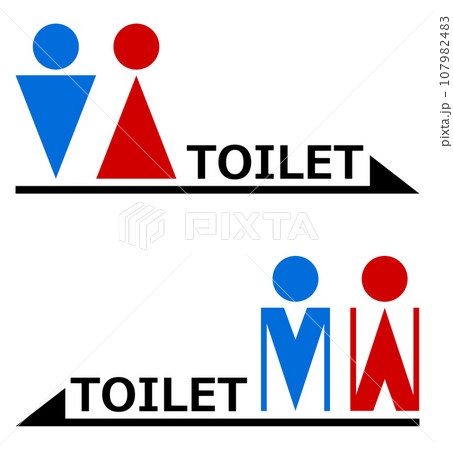 男子用トイレと女性用メイク室の案内を表示する看板のイラスト 107982483
