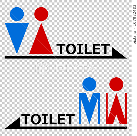 男子用トイレと女性用メイク室の案内を表示する看板のイラスト 107982483