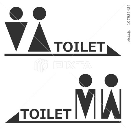 男子用トイレと女性用メイク室の案内を表示する看板のイラスト 男子用トイレと女性用メイク室の案内を表示する看板のイラスト 107982484