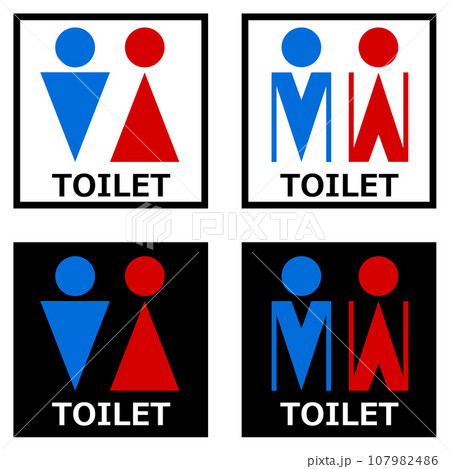 男子用トイレと女性用メイク室の案内を表示する看板のイラスト 107982486