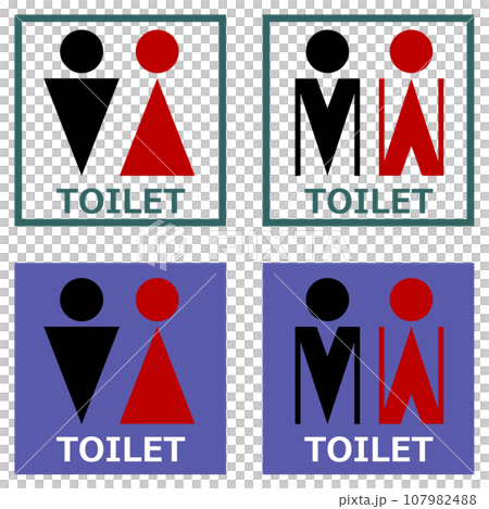 Illustration of a signboard displaying information about the men's restroom and women's makeup room 107982488