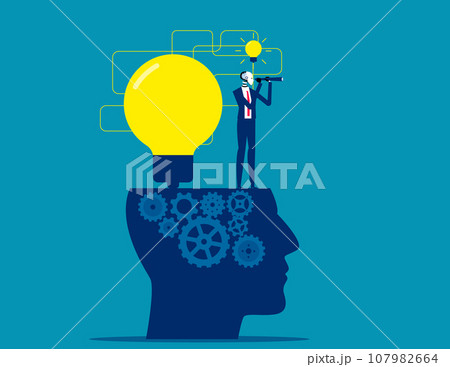 Robot creative with big human head. Business artificial intelligence 107982664