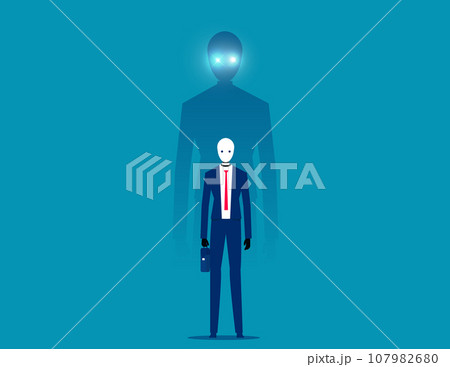 Successful robot with big shasows. Business artificial intelligence concept Successful robot with big shasows. Business artificial intelligence concept 107982680