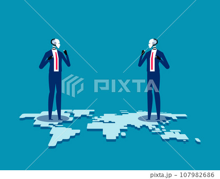 Cyber war. Robot between vector illustration concept Cyber war. Robot between vector illustration concept 107982686