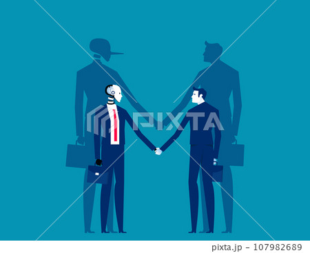Robot and human contract. Fraud artificial intelligence concept 107982689