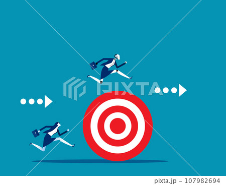 Robot move forward with goals. Business artificial intelligence concept Robot move forward with goals. Business artificial intelligence concept 107982694