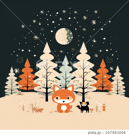 Cute christmas card with copy space for your design. Christmas background. Illustration. Generative AI 107983006