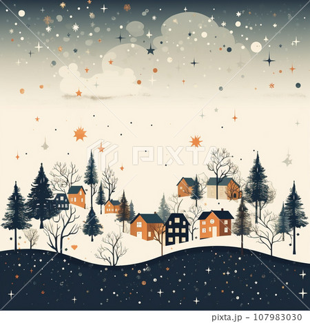 Cute christmas card with copy space for your design. Christmas background. Illustration. Generative AI 107983030