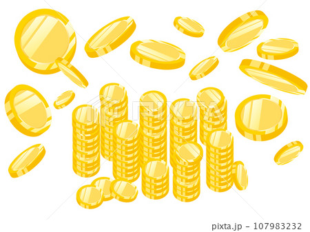 ポイ活でポイントやコインを大量ゲットするイメージのベクターイラスト 107983232