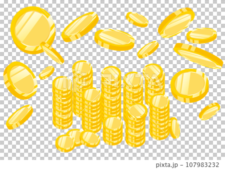 ポイ活でポイントやコインを大量ゲットするイメージのベクターイラスト 107983232