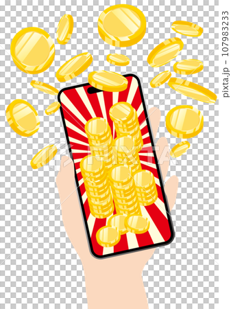 Vector illustration of a smartphone screen where you can get a lot of points and coins through poi-katsu Vector illustration of a smartphone screen where you can get a lot of points and coins through poi-katsu 107983233
