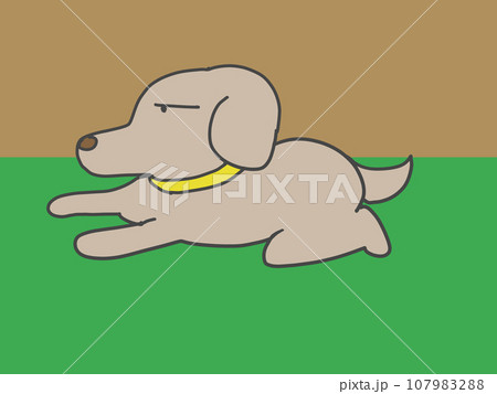庭の上で退屈にしている犬のイラスト 庭の上で退屈にしている犬のイラスト 107983288