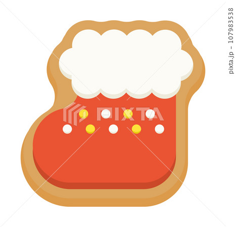 くつした・ソックスのジンジャークッキー・クッキーのベクターイラスト／12月・クリスマス・冬 107983538