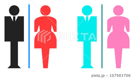 男子用トイレと女性用メイク室の案内を表示する看板のイラスト 107983706